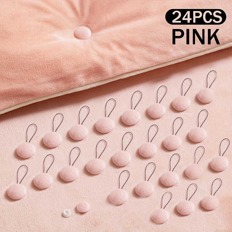 Mixed Color Pack of 6, 12, or 24 Invisible Bed Clips with Auxiliary Tool. These reusable bedding fasteners are designed to keep your bed covers in place and prevent slipping. Easy spot-clean care makes maintenance a breeze.