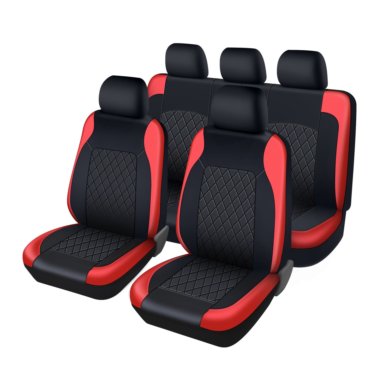 Complete set of PU leather car seat covers for most sedans, fits 5-seater vehicles