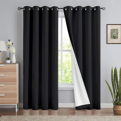 2 blackout curtains for home décor, 100% full blackout with white lining, 54x84 inches, off-white.