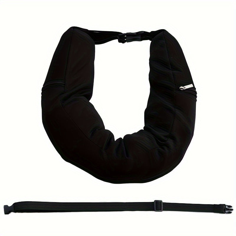 Black Adjustable and Portable Neck Pillow - Made with Comfortable Flannel, Fillable for Travel by Car, Train, and Airplane