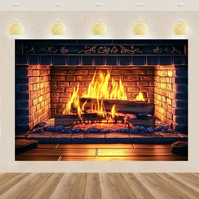 Get ready to cozy up with our 1-piece Giant 3D Fireplace Backdrop featuring a charming red brick design and realistic flames. Made from durable polyester, this backdrop requires no power to create a warm and inviting atmosphere. Available in three sizes