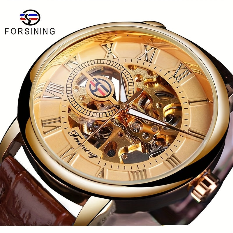 Luxury men's watch with unique hollow design and manual mechanical movement. Popular among young male students, made by Korean brand, perfect for gifting. Model 099h.