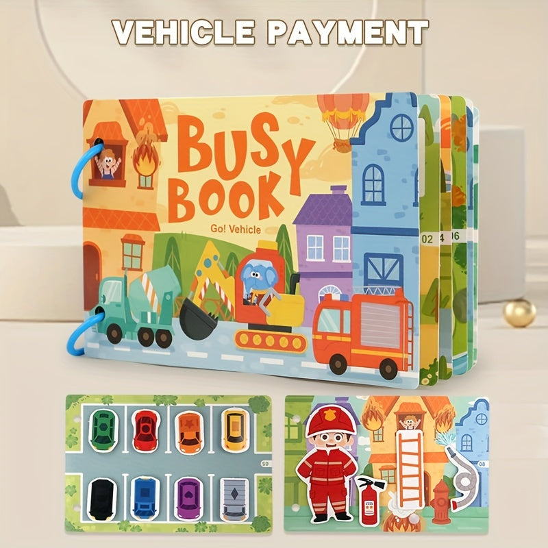 Car-themed educational toy for children aged 3-5, featuring animal learning and math skills, in green and blue colors.