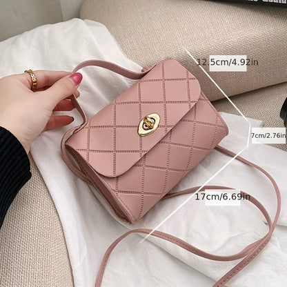 Stylish mini crossbody bag for women, with solid color, polyester lining, secure buckle closure, also available in red/black.