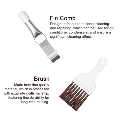 Air Conditioner Fin Comb Set - 2 Pieces with Plastic Handle and Stainless Steel Brush for Efficient Condenser Coil Cleaning and Repair - No Electricity Required