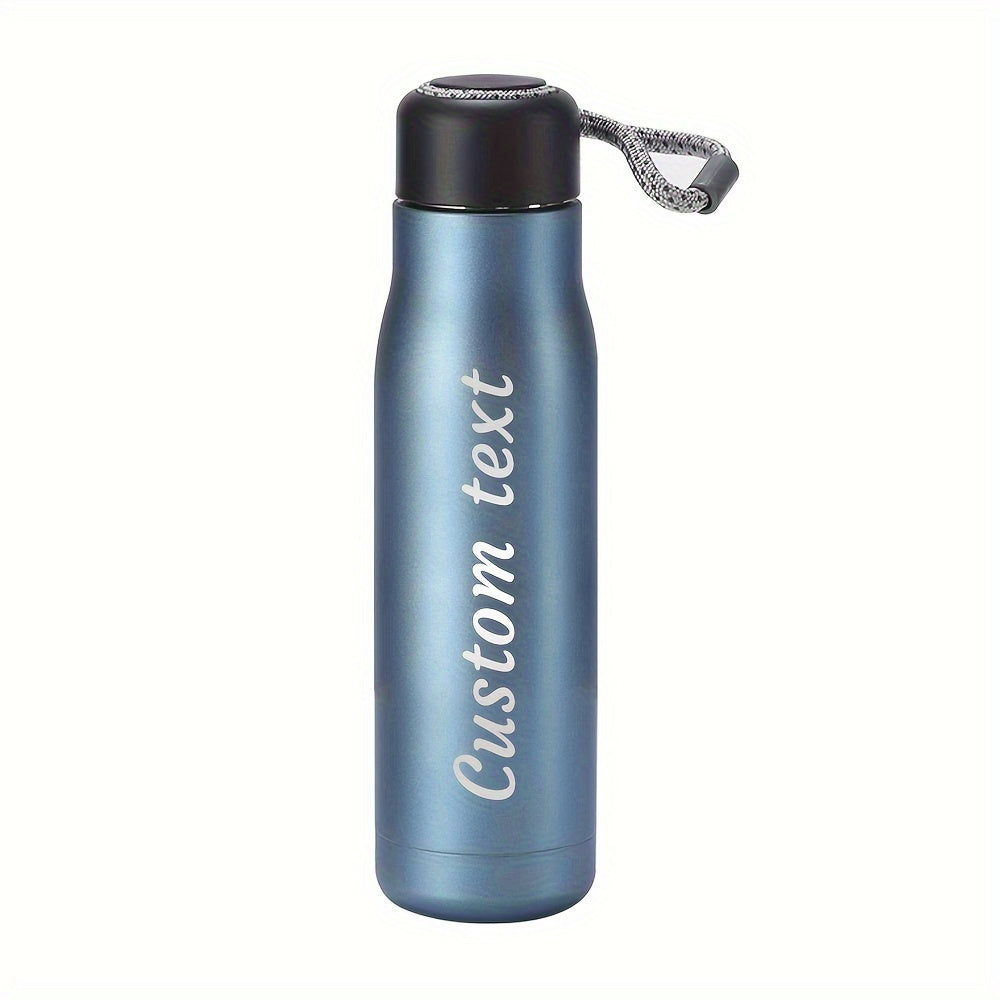 Custom engraved anime-themed stainless steel water bottle, insulated for travel, available in two sizes, perfect for water and gifting.