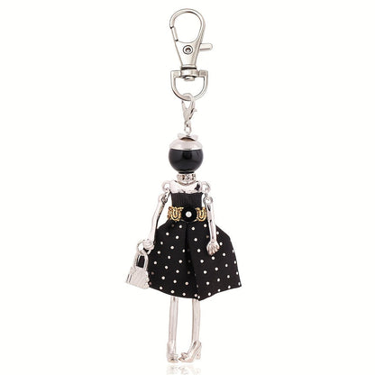 Cute Fashion Key Ring Purse Bag Backpack Car Pendant Charm Polka Dot Lady Model Keychain - Perfect Wedding Accessory and Women's Gift