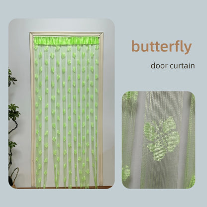 Stunning Sheer Curtain featuring a Vibrant Orange-Yellow Butterfly & Floral Pattern - Made from Durable Lightweight Polyester, with a Convenient Rod Pocket Design perfect for Living Rooms, Weddings, and Hotels - Simple to Clean, Ideal for All Seasons, a