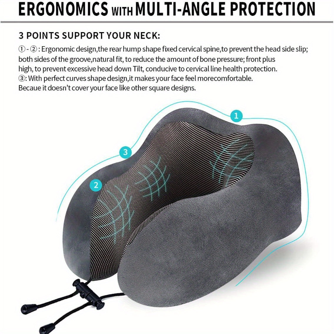 1-Piece U-Shaped Memory Foam Neck Pillow for Soft and Comfortable Travel Support, Perfect for Airplanes and Cervical Travel Comfort