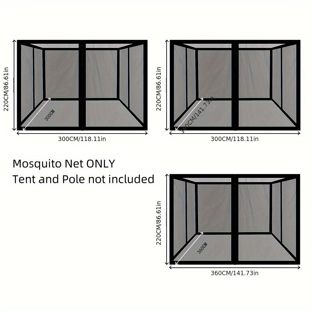 Outdoor tent mosquito nets with black and brown four-door design, four-corner net fence, and mosquito-proof garden courtyard pavilion.