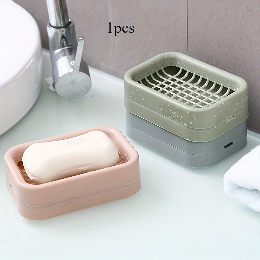 Stylish and Sturdy Solid Color Soap Dish with Drain - No Electricity Required, Ideal for Organizing Your Bathroom