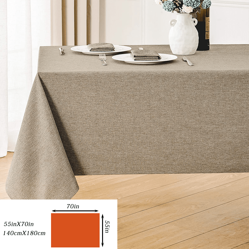 Polyester tablecloth with modern design, ideal for dining room décor.