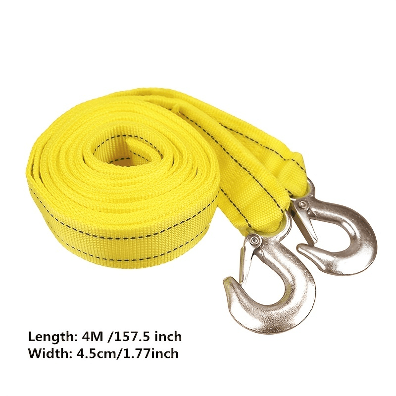 4m Heavy-Duty Towing Rope with Hooks, Ultra-Strength Nylon Recovery Strap, Reinforced Eyelets, Soft-Loop Ends, Water-Resistant Storage Bag for Towing, Off-Road, Recovery