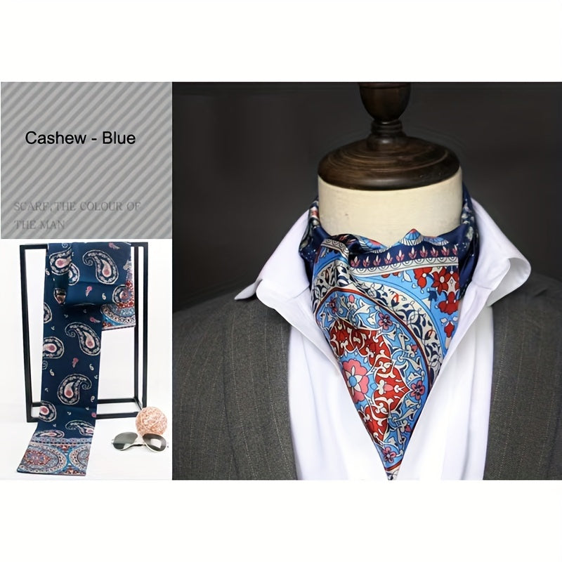 Stylish Men's Scarves: British Vintage Suit Shirt Twill Scarf with Printed Double-layer for Business - Unisex Wraps