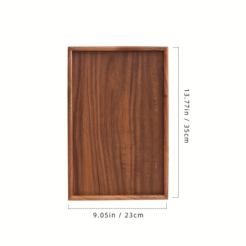 Rectangular walnut tray suitable for various uses such as breakfast, desserts, bread, snacks, sushi, afternoon tea, and as a table decoration for home, hotel, or restaurant kitchens.