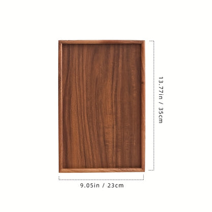 Rectangular walnut tray suitable for various uses such as breakfast, desserts, bread, snacks, sushi, afternoon tea, and as a table decoration for home, hotel, or restaurant kitchens.