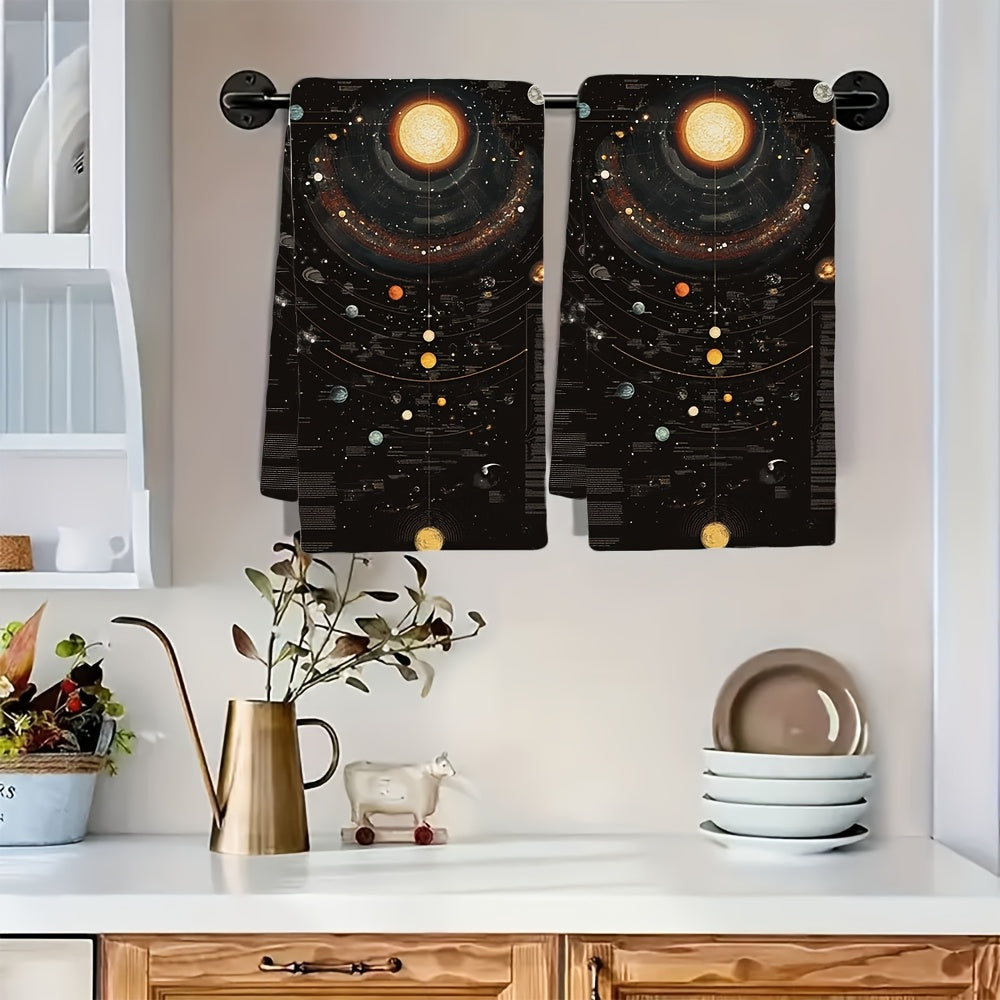 Set of 2 Ultra Soft Kitchen Towels featuring Space Universe Infographics Big Bang Design, Highly Absorbent Dish Hand Towels perfect for Holiday Decor, Machine Washable, Measures 16x24 Inches - SKU: 2KYSYS1225288