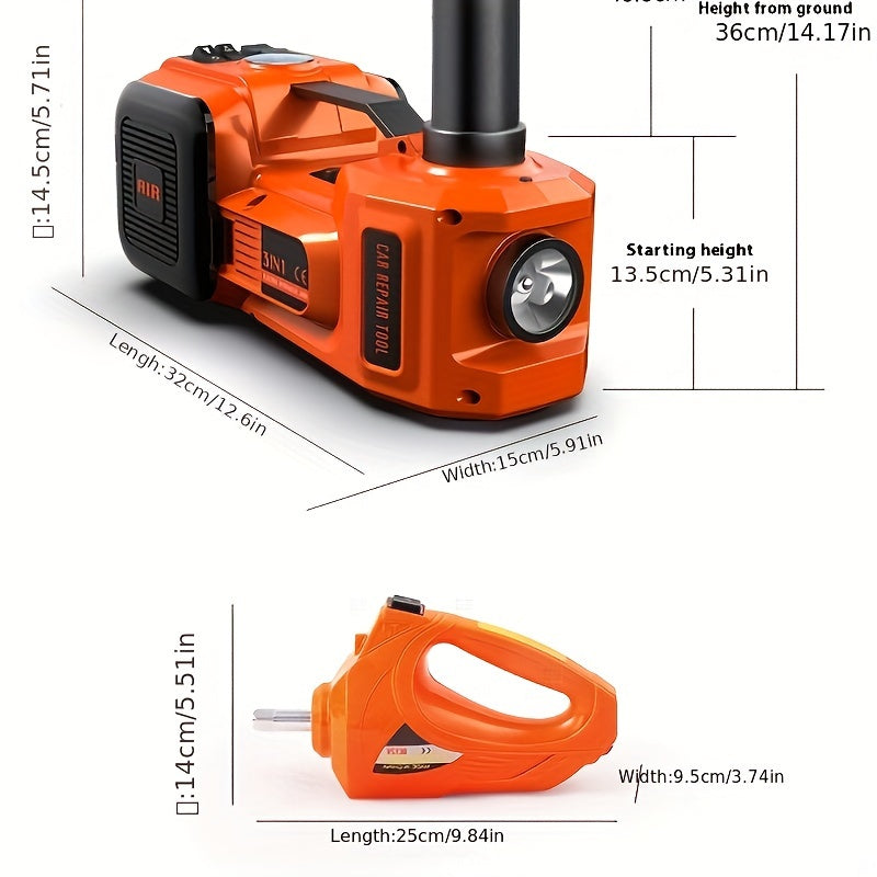 12V Portable Electric Hydraulic Jack with Multifunctional Electric Wrench for Cars SUV Off-road Vehicles