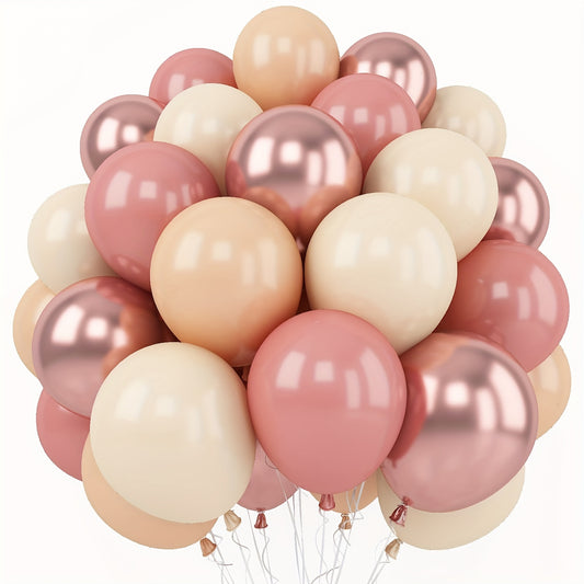 40-pack blush pink balloons for various occasions - made of emulsion material, no electricity required, suitable for ages 3-12, perfect for indoor and outdoor decoration.