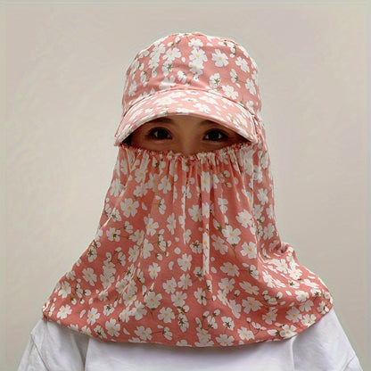 1 Sun Hat with Large Brim Shawl, Face Mask for Sun Protection while Cycling