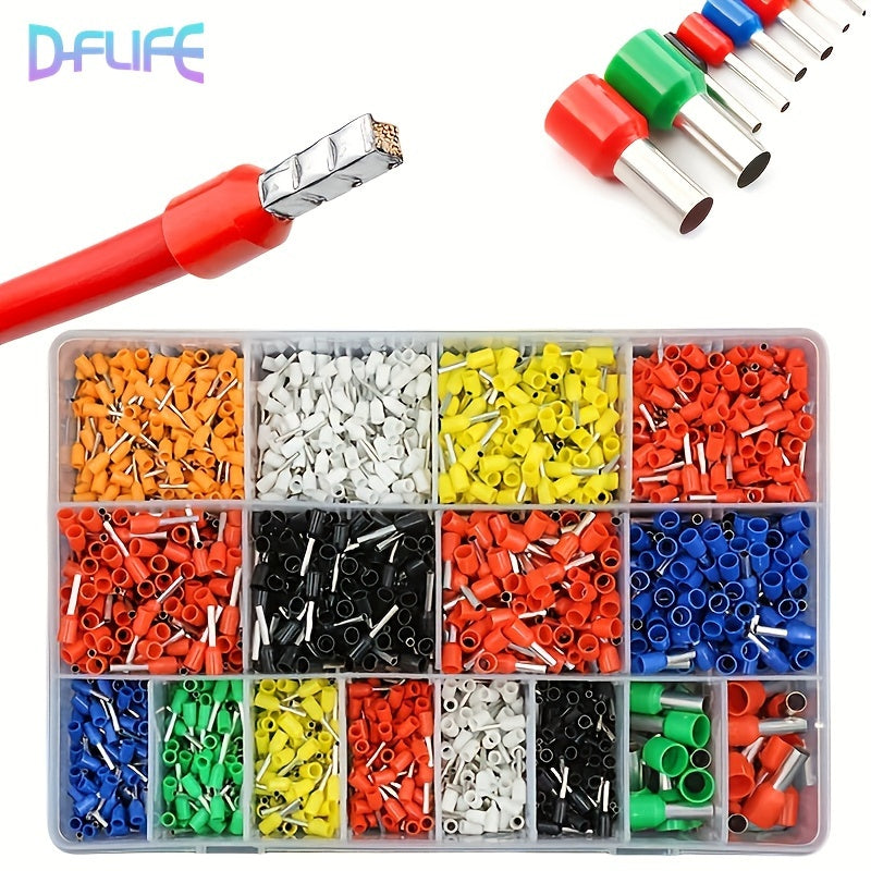 400pcs D-FLIFE Insulated Crimp Terminal Kit: Tubular Wire Connectors, Heat Shrinkable, Aluminum with Tinned Copper Ends for 10-22AWG, D-FLIFE