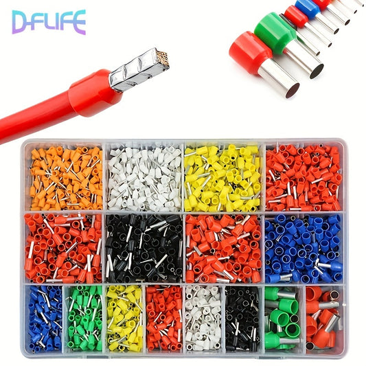 400pcs D-FLIFE Insulated Crimp Terminal Kit: Tubular Wire Connectors, Heat Shrinkable, Aluminum with Tinned Copper Ends for 10-22AWG, D-FLIFE