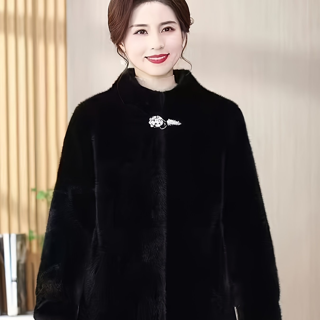 Faux fur winter coat for women.