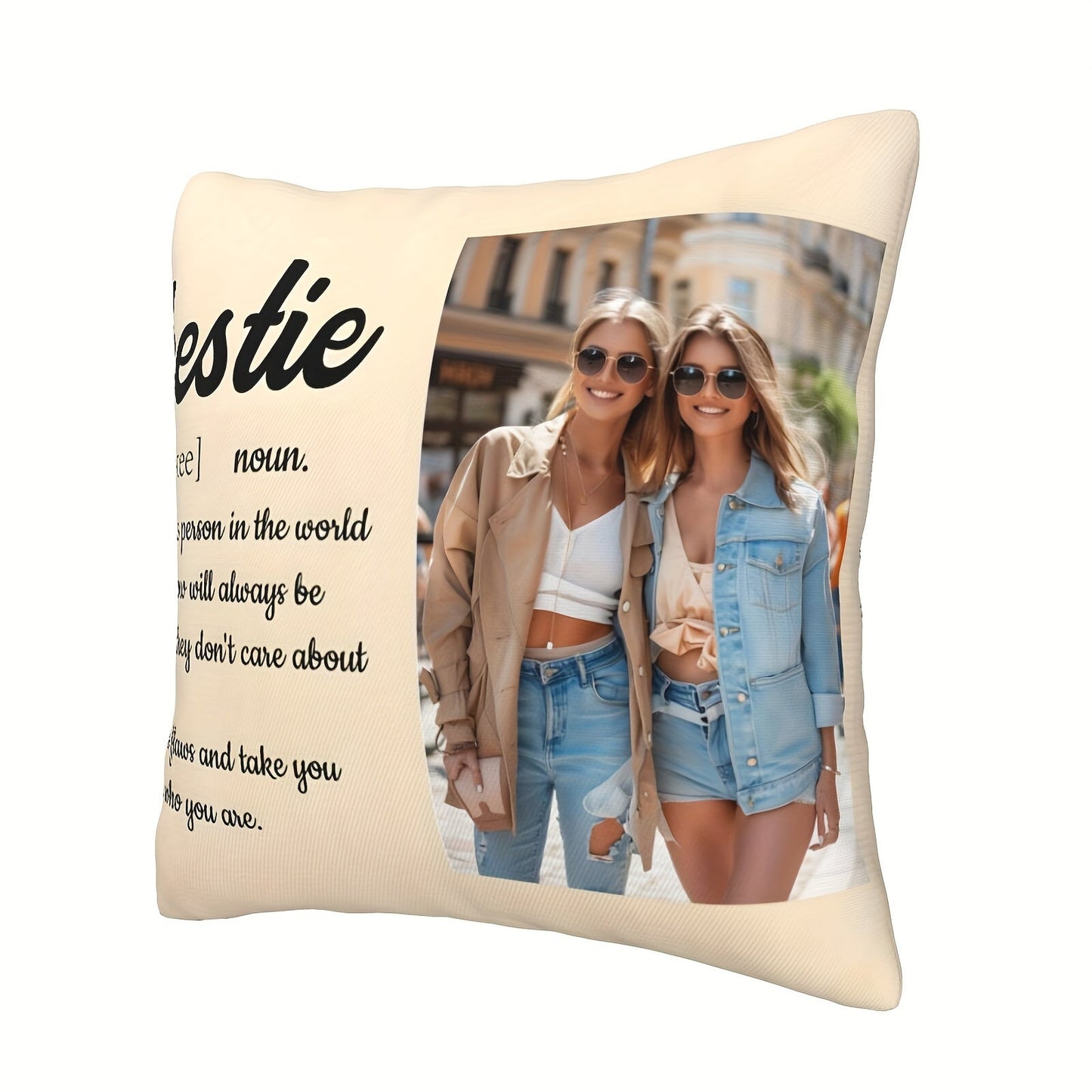 Customized Photo Pillowcase for Your Best Friend - Great Addition to Your Home Decor, Sized 45.72x45.72 cm, Perfect for gifting during Christmas, Thanksgiving, or Valentine's Day.