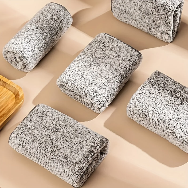 Bamboo charcoal towels for household cleaning and drying hands come in sets of 3 or 6, made with thick absorbent ultra-fine fiber.