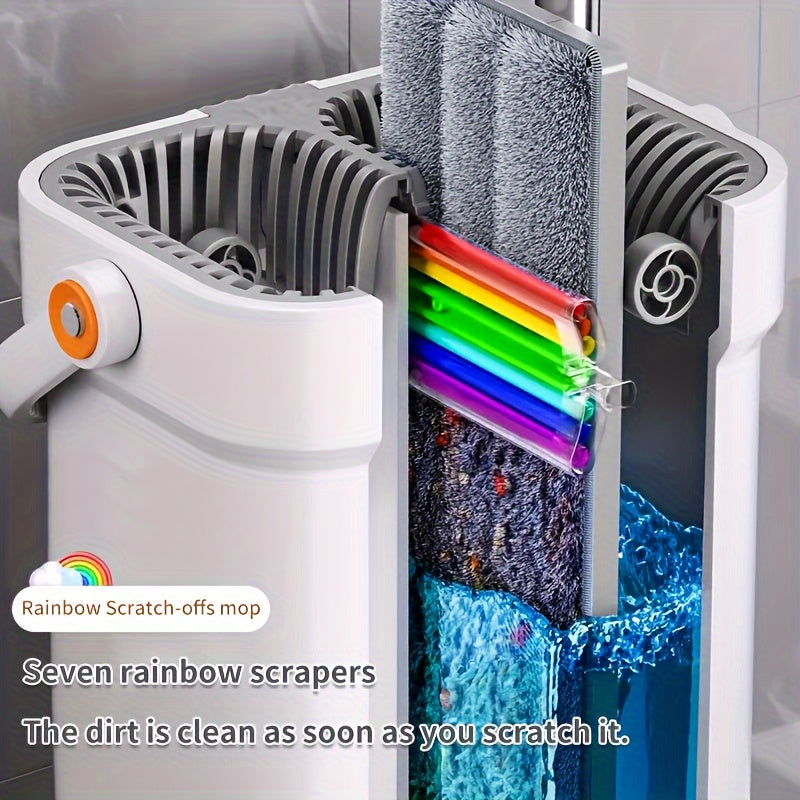 Introducing the 2024 New Model Rainbow Washable Flat Mop with Bucket – the ultimate all-in-one wet and dry mop for your home cleaning needs. Made from durable plastic and PP material, this versatile cleaning tool set is perfect for use in the living