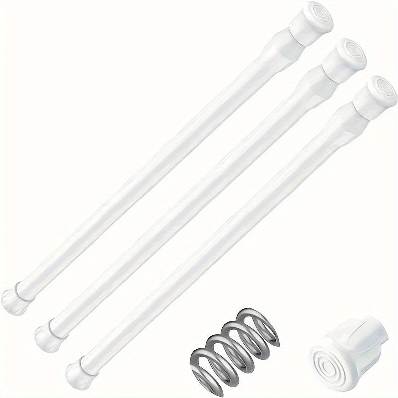 Enhance your home decor with this sophisticated 2-piece set of adjustable metal curtain rods featuring elegant white ends.