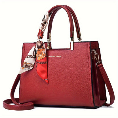 Stylish red handbag for women with large capacity, zipper closure, polyester lining, edge paint detail; ideal for Mother's Day and Easter.