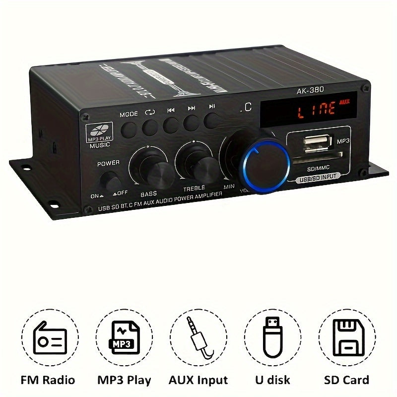 1 Set 800W 2 Channel Mini HIFI Power Amplifier for Home and Car Audio Stereo Amp with FM