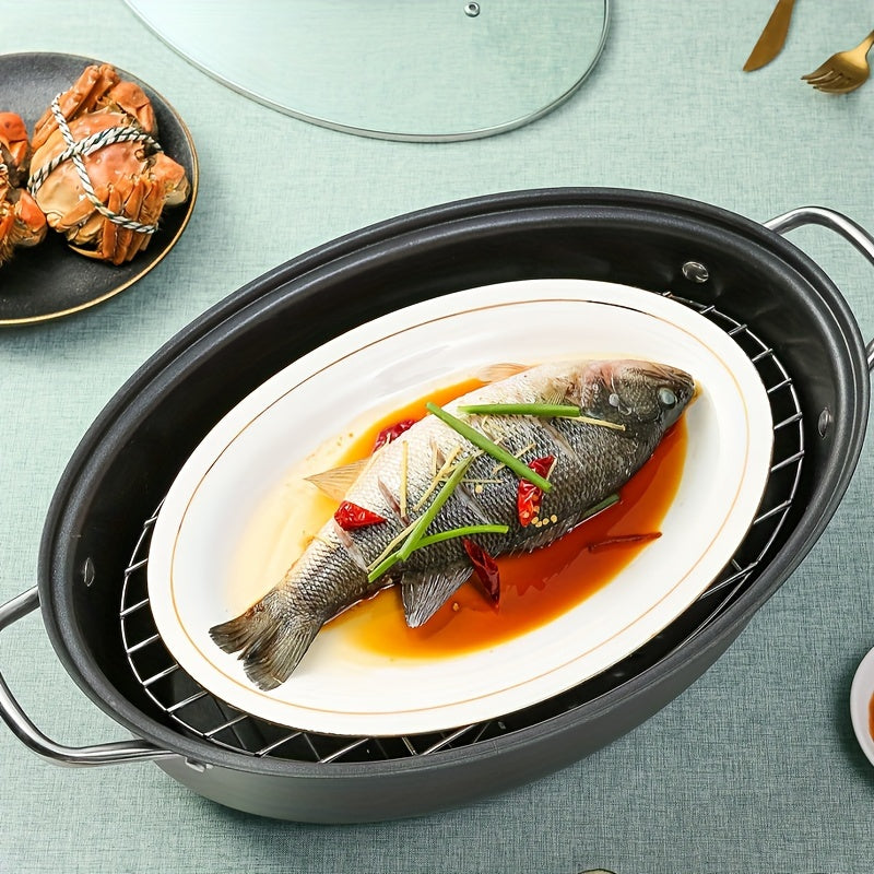 Multipurpose Large Steamer Pot with Non-Stick Coating - Ideal for Cooking Seafood, Fish & More - Works with Gas & Induction Stoves, Grill, and in Home Kitchens