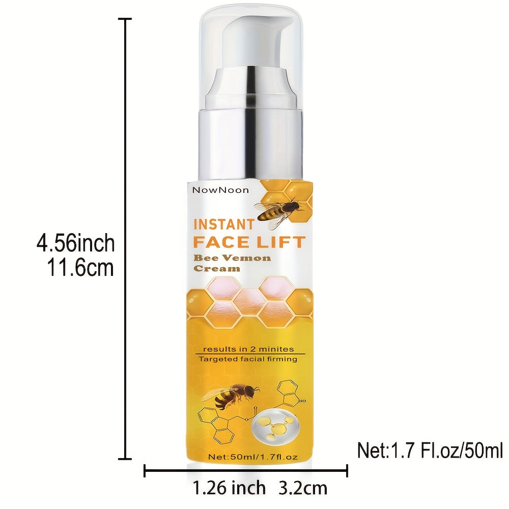 1.7fl.oz Bee Venom Instant Face Lift Cream for All Skin Types, Smooths Fine Lines & Wrinkles, Alcohol-free, with Hyaluronic Acid & Glycerin