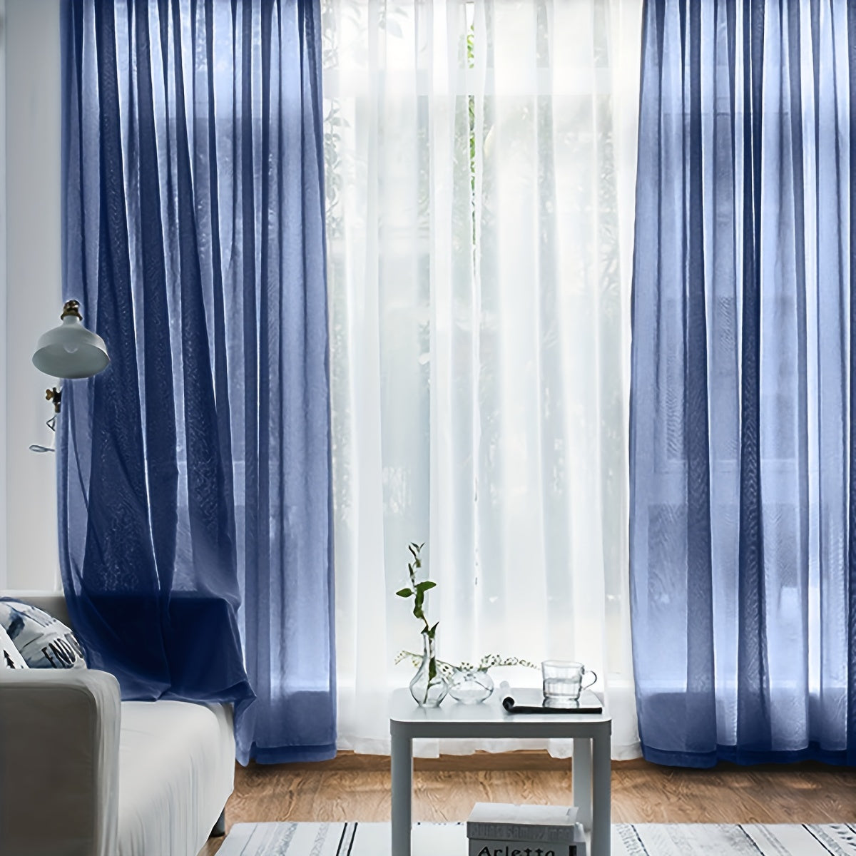 One pack of contemporary semi-sheer polyester curtains with rod pocket window panels. These machine washable cordless Trilon fabric curtains are perfect for adding a romantic touch to your living room or bedroom decor. The knit weave design adds a