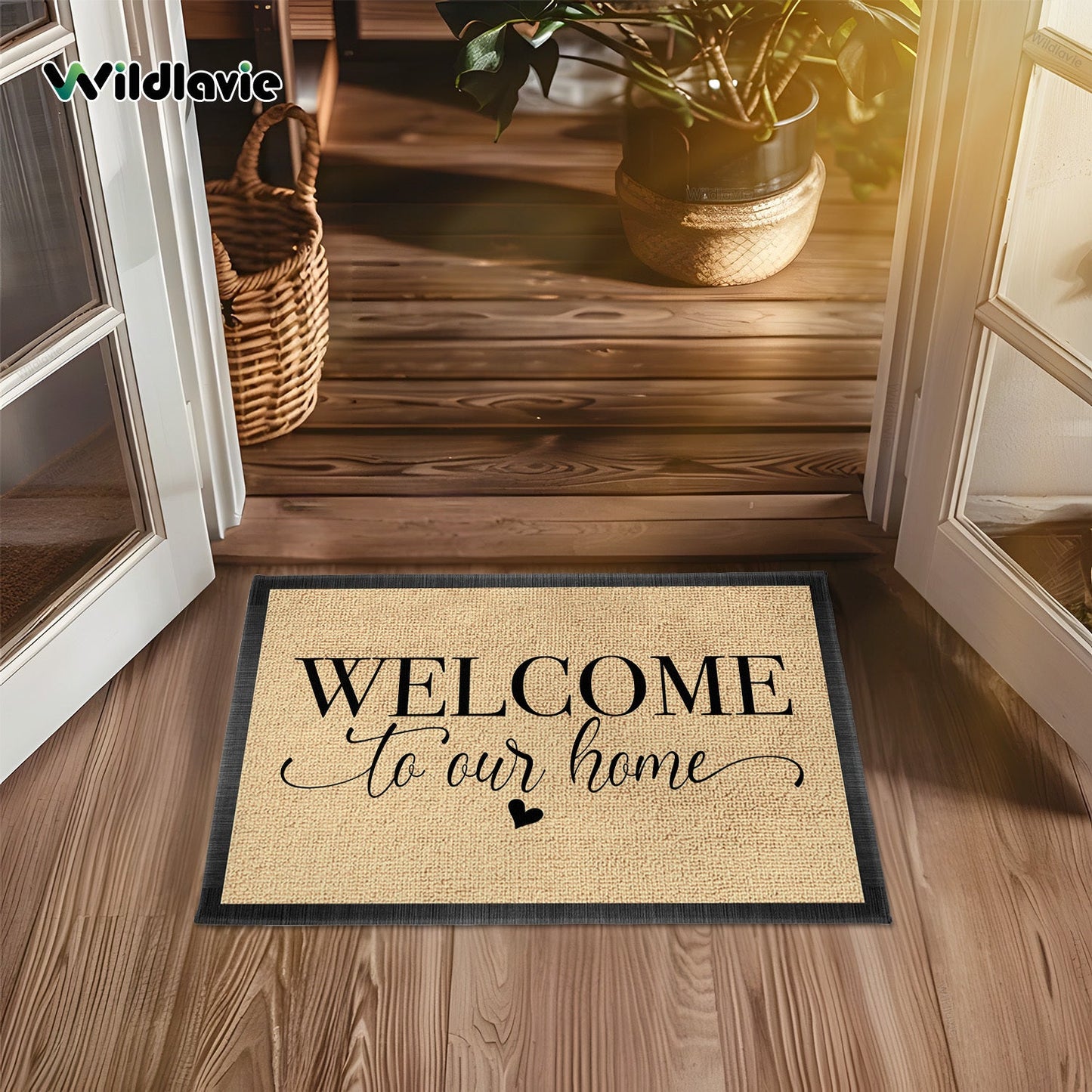 Нескользящий коврик Wildlavie Welcome, коврик для прихожей, стираемый вручную, из полиэфирного волокна, идеальный кухонный коврик, отличный подарок для украшения интерьера во время праздников