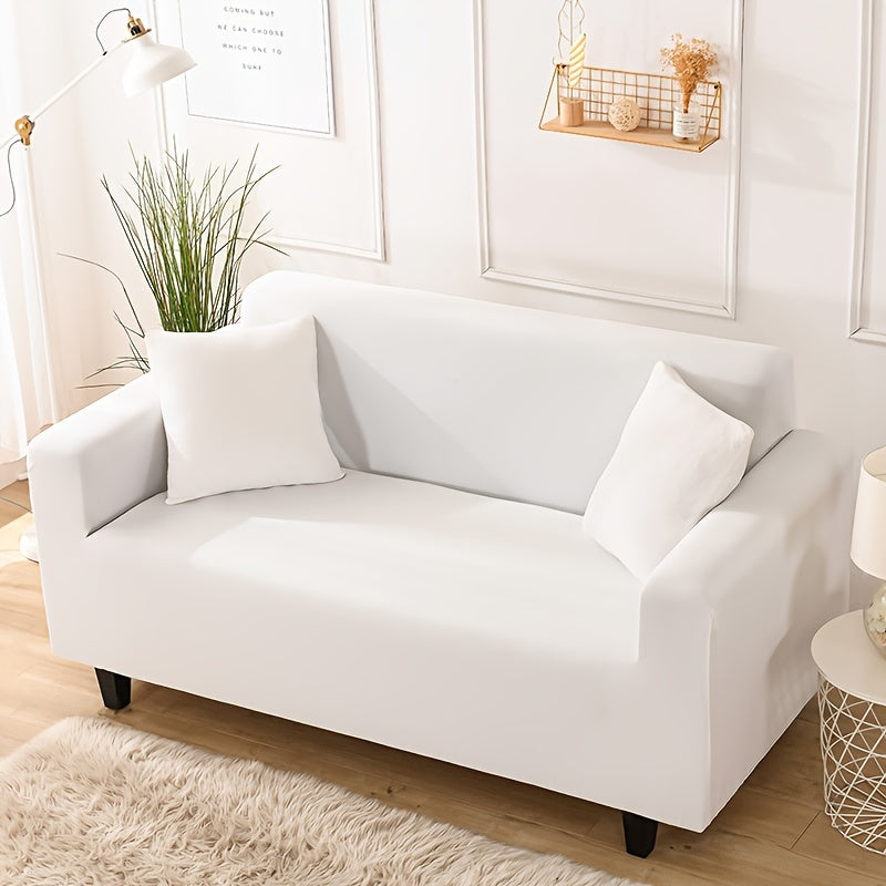 Modern sofa cover with non-slip elastic band, machine washable, made of 95% polyester and 5% spandex. Compatible with various sofa sizes, no printing, stitched craftsmanship, fabric weight of 100-120 g/m².