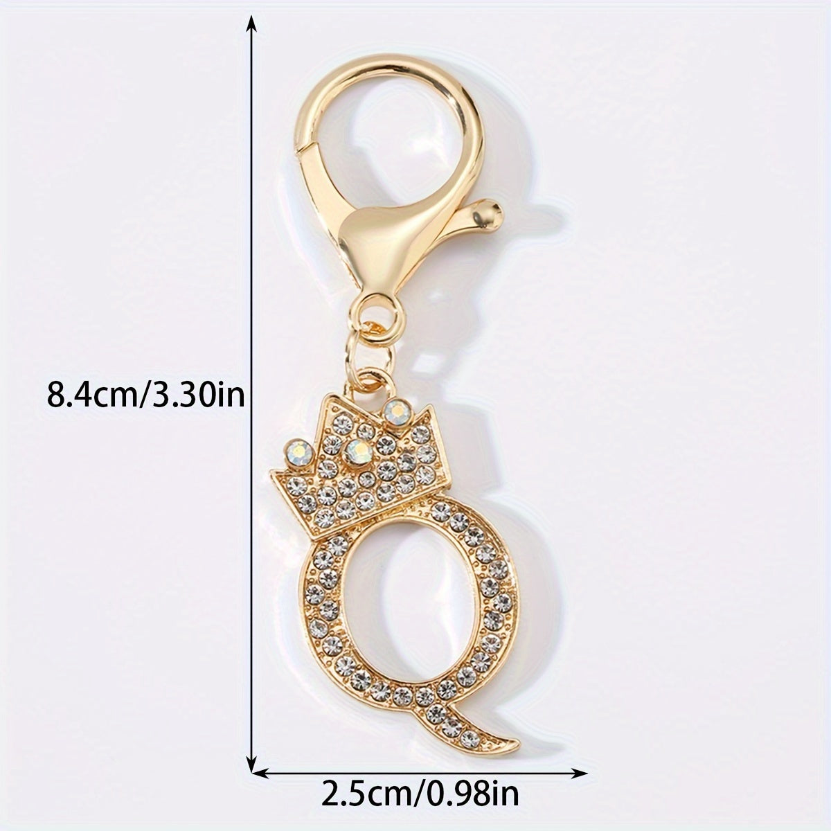 1pc Fashion Zinc Alloy Artificial Diamond Crown 26 English Letters Key Chain for Men, Bag Pendant for Friends.