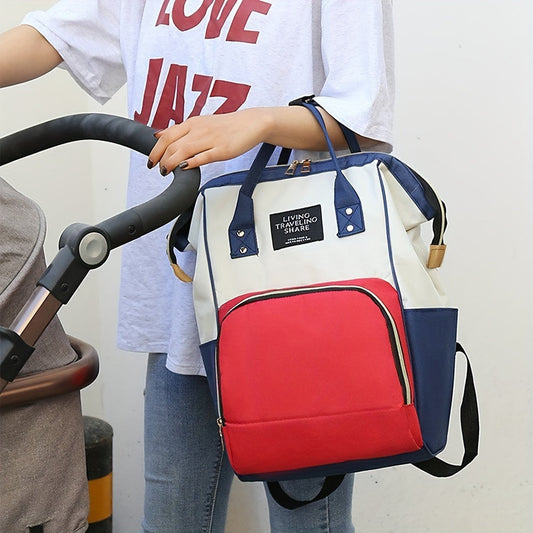 Personalized Mommy Backpack made of durable Oxford cloth with ample storage space for diapers and other essentials. Features customizable initials and name, as well as convenient bottle pockets. Perfect for nursing mothers on-the-go, with options for A-Z