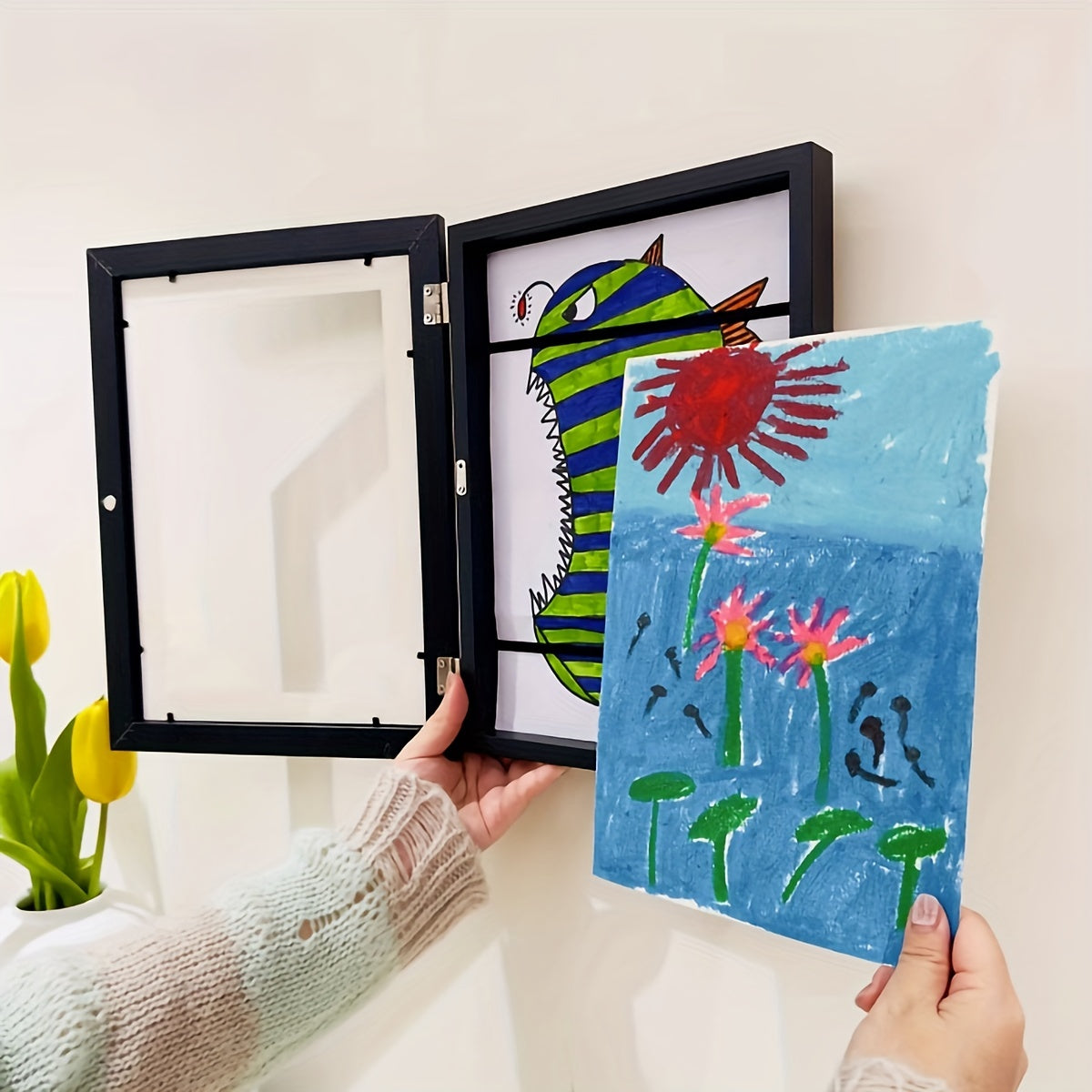 Children's craft kit includes a DIY painting collection box, a magnetic photo frame, and a wall hanging A4 size photo frame.