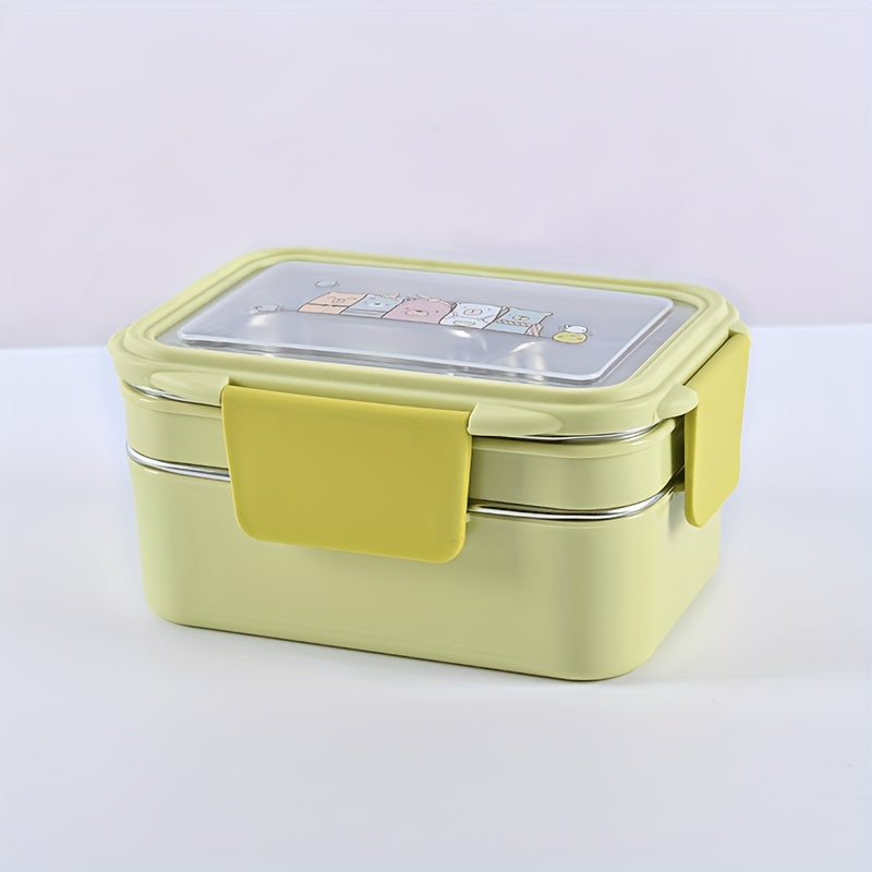 This stainless steel lunch box is programmable, has grids, and is leakproof. It is a dishwasher safe bento container with a rectangle shape for convenient food storage in various settings such as the office, school, canteen, or home kitchen. No