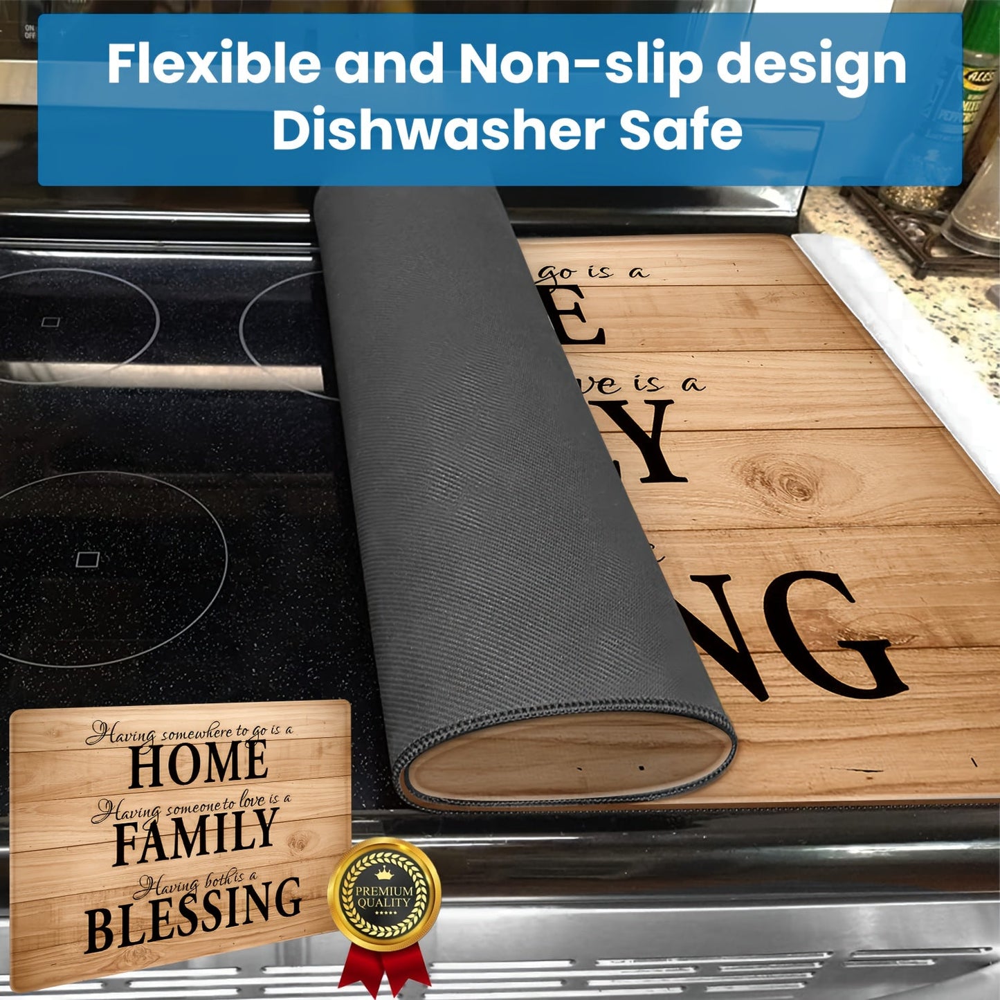 Protect your electric stove with the Home Family Blessing Stove Top Rubber Cover. This 71.12x52.07cm protective pad is ideal for induction cookers and glass ceramic cooktops. The heat resistant and non-slip design prevents scratches and adds extra