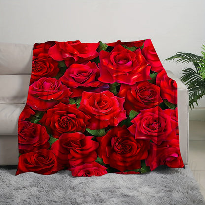 Stay warm and cozy with this Red Rose Print Flannel Throw Blanket. Perfect for snuggling up on the couch, bed, or taking on the go. Makes an ideal gift for Christmas or Valentine's Day for your girlfriend, family, and friends. This warm, digital printed