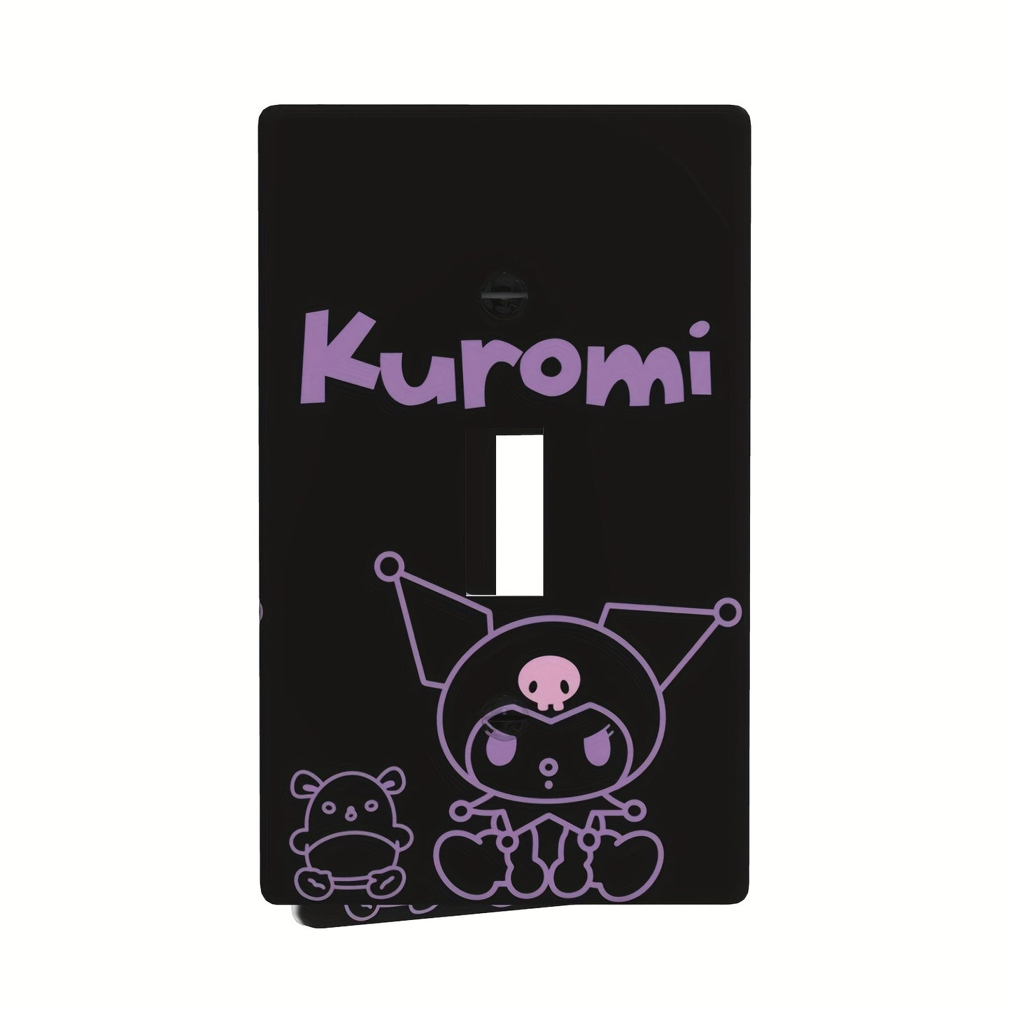 Officially licensed Kuromi-themed light switch cover, easy to install with painted screws, ideal for home decor in any room.