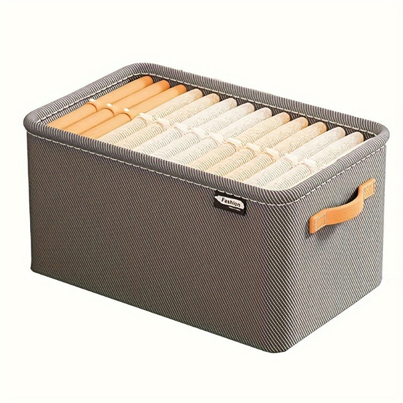 Square-shaped canvas storage box perfect for organizing clothes, underwear, and sweaters. Features handles for easy portability and space-saving solution for your closet. Not waterproof but versatile and essential for home organization, can be used for