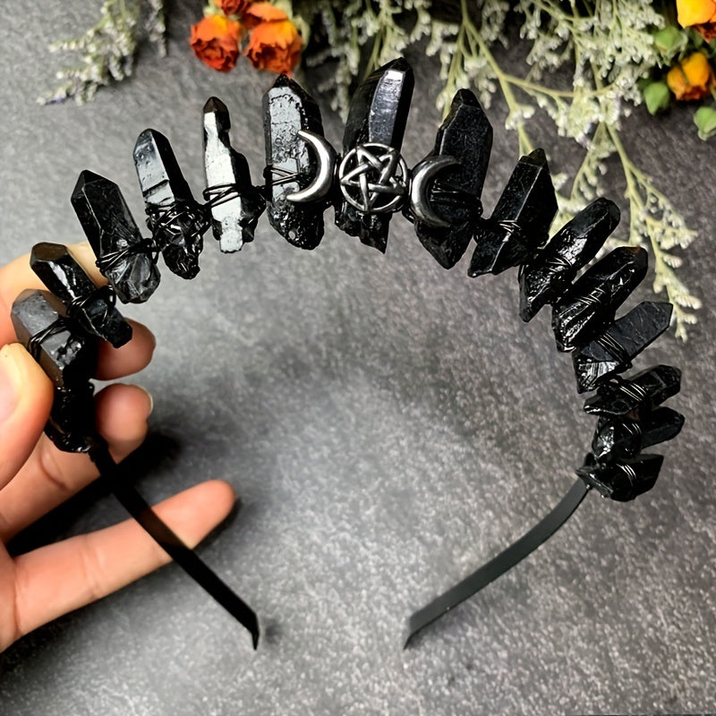 Vintage Crystal Quartz Headband, a unique hair accessory for women made from natural crystals.