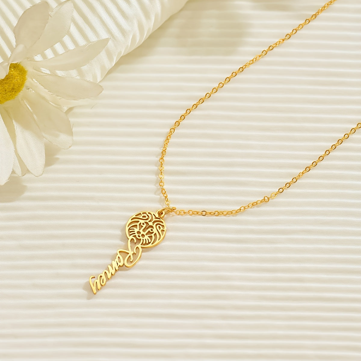 18K Golden Plated Stainless Steel Pendant Necklace with Custom Zodiac Name - Elegant and Minimalist Astrology Jewelry, Perfect for a Birthday or Mother's Day Gift.