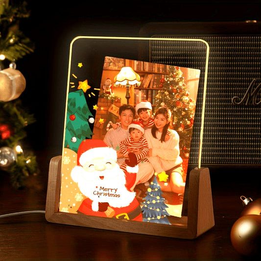 Personalized Glowing Heart Acrylic Frame for Christmas - Customizable Photo, Ideal Family Decor and Personalized Gift for Loved Ones, Suitable for Ages 14+