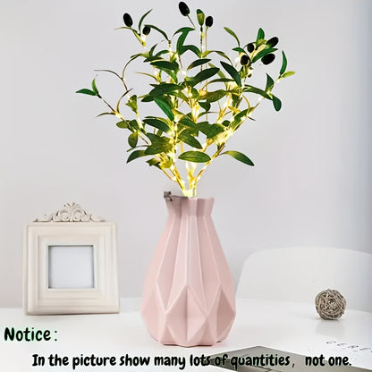 Olive Branch LED Lamp with Fairy Lights and artificial greenery tree. Ideal for various occasions. Mixed color, battery-operated with button control. Modern and festive accent.